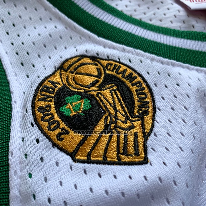 Camiseta Boston Celtics Kevin Garnett NO 5 Hardwood Classics Throwback 2007-08 Blanco